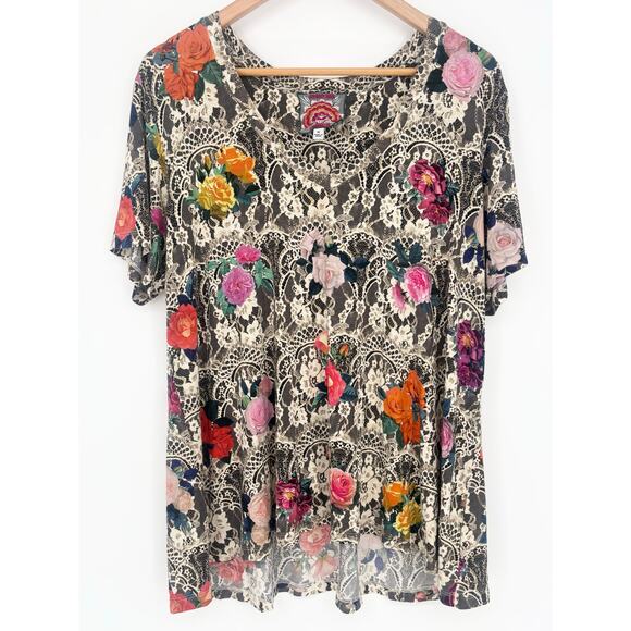 Johnny Was The Janie Favorite Short Sleeve V-Neck Swing Tee Size XL - Picture 5 of 12